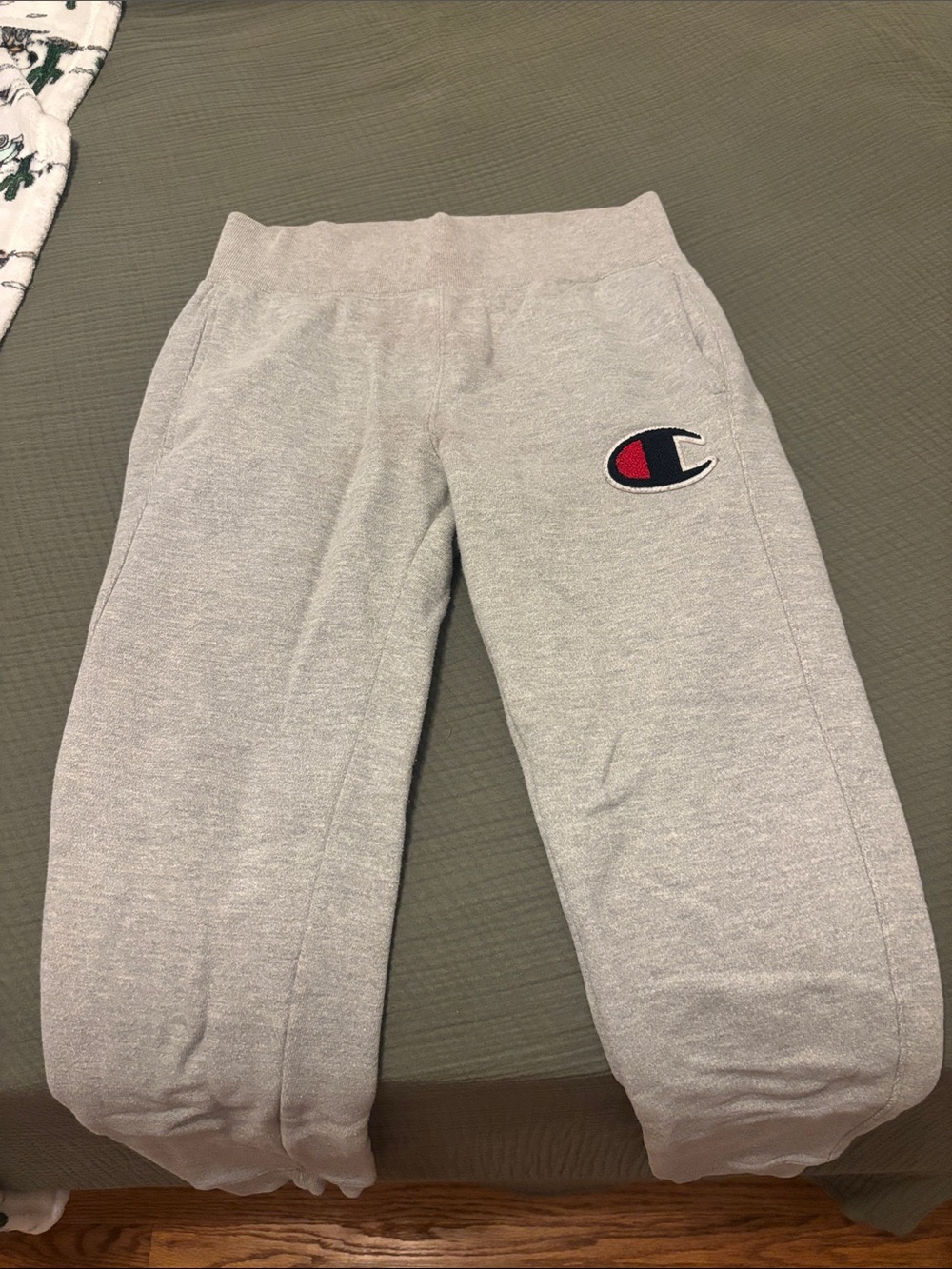 Champion Light Gray Sweatpants with Logo